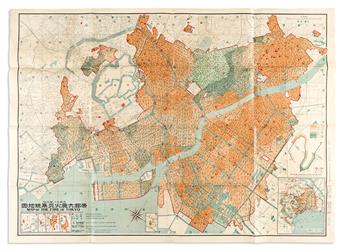 (TOKYO.) Group of 3 color-printed folding maps.